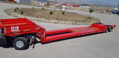 GT LOWBED SEMI TRAILERS which is knows also low loader and can carry heavy loads , excavators , construction machines, transformer, generator , cranes , caravans , army tanks and different kind of big machines. Lowbed Semi Trailers can be produced between 2 axles to 8 axles and loading capacity starting from 20 Tons to 180 Tons , rear or front loading Lowbed Trailers and platform as customer demand with different kind of specification according to demand. Self steering axles, hydraulic auto remote control axles, pool type chassis, Low bed Trailers hydraulic ramp, platform type chassis can be used in different kind of Low bed trailer